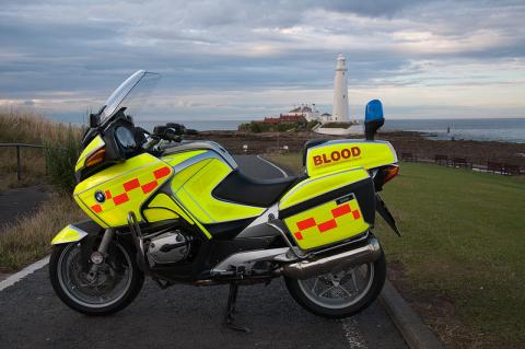 Photo of Blood Bike "Bamburgh" at St Mary's Lighthouse, Whitley Bay.